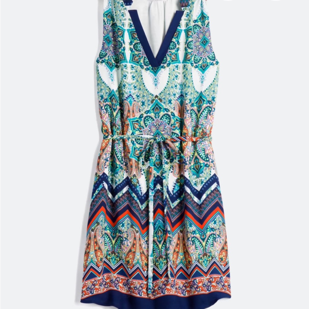 Renee C. Blue and Orange Sleeveless V-Neck Sundress